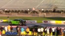 Dodge Challenger Demon drag racing with Jeep Trackhawk and Charger SRT Hellcat