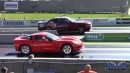Dodge Challenger SRT Hellcat Redeye drags Corvette, Demon on DRACS
