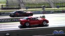 Dodge Challenger SRT Hellcat Redeye drags Corvette, Demon on DRACS