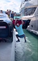 Entrepreneur pretends to cling on the door of his Bugatti Chiron for laughs and clout