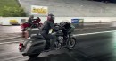 Indian vs Harley on the drag strip