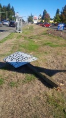 "Please don't drink and drive" sign knocked down by driver suspected of DUI