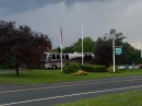 Prevost Marathon RV wanders onto the track at Lime Rock Park but does not make it very far