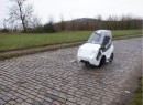 This is DryCycle, a four-wheel, fully enclosed e-bike that offers some of the functionality of a car