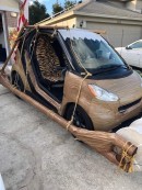 Smart modified to look like Fred Flintstone's footmobile, in Florida