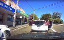 Stupid driver runs himself over