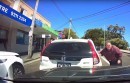 Stupid driver runs himself over