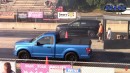 Dodge Durango SRT Hellcat drag races Coyote Ford F-150, Mustang GT and BMW 3 Series on DRACS