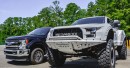 MegaRexx Trucks 2021 Ford F-250 Super Duty CrewCab MegaRaptor compared to first-gen F-150 Raptor
