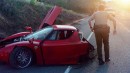 Ferrari Enzo, after Bo Stefan Eriksson crashed it into a pole at over 190 mph