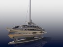 Elegante is a sail-assisted superyacht explorer with solid sails and tilting mast
