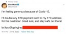 Elon Musk's hacked Twitter displaying cryptocurrency scam message