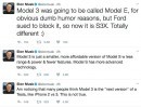 Elon Musk's latest tweets about Tesla Model 3