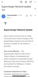 Tesla Australia Email Regarding Supercharger Network's Expansion