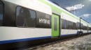 Hitachi "tri-brid" Hybrid Train, also called Blues Train, in Trenitalia's Frecciarossa livery