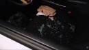 The mess left after a thief breaks a car window