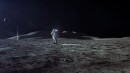 Artemis III astronauts on the moon (rendering)