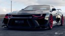Extreme widebody Chevy Camaro ZL1 rendering by hycade
