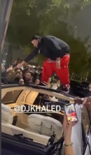 DJ Khaled Stands on Maybach 62 Landaulet Surrounded by Fans