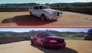 Hellcat-swapped Rolls-Royce Silver Shadow II against their 700-hp 2JZ-swapped Ford Lightning