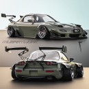 Widebody Mazda RX-7 has FF looks and NFS elements in rendering by musartwork on Instagram