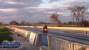 Lexus GS F vs Ford Mustang and Mercedes-AMG GT drag racing interrupted by Ski-Doo snowmobile on DRACS