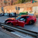 What was left of Federico Marchetti's Ferrari 812 Superfast after a car wash worker crashed it