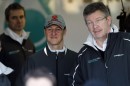 Ross Brawn and Michael Schumacher in the Mercedes garage