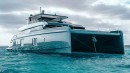 Rafael Nadal on board his 80-foot hybrid cat from Sunreef Yachts, Great White