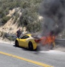 Ferrari 458 Speciale with the rear end completely destroyed by fire