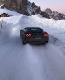 Ferrari 812 Superfast plays winter sports
