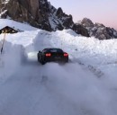 Ferrari 812 Superfast plays winter sports