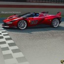 Ferrari Daytona SP3 FXX-K track prototype rendering by superrenderscars