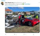 The reuslt of a collision between a Ferrari Enzo and a Honda Jazz