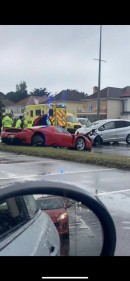 The reuslt of a collision between a Ferrari Enzo and a Honda Jazz