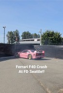Ferrari F40 crashes into fence