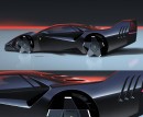 Ferrari F40 futuristic restomod sketch rendering by marcell_sebestyen
