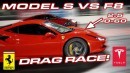 Tesla Model S vs Ferrari F8 Tributo drag race