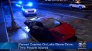 Rented Ferrari flips after hitting barrier, catches fire on Chicago's LSD