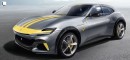 Ferrari Purosangue crossover SUV with suicide doors rendering by lars_o_saeltzer