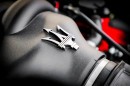Maserati trident logo on engine