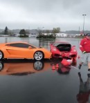 Ferrari F430 crashes into Lamborghini Gallardo