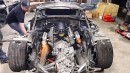 Fire-damaged Lamborghini Huracan Gets Twin-Turbo V8 Swap, R8 Manual Transmission