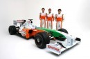 Force India's drivers - Adrian Sutil, Vitantonio Liuzzi and Giancarlo Fisichella - present new VJM02