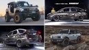 Ford Bronco Lightning EV SUV and Pontiac DragzTek renderings