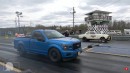 Ford F-150 vs Ford Falcon vs Chevy Malibu SS vs motorcycle on ImportRace