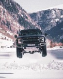 Ford F-150 Raptor Jumps on Snow Ramp