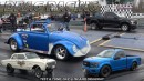 Ford F-150 XL drags F-150, Falcon, Beetle on ImportRace