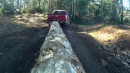 Ford F-150 pulling logs
