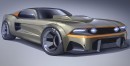 Retro-Futuristic Ford Mustang rendering